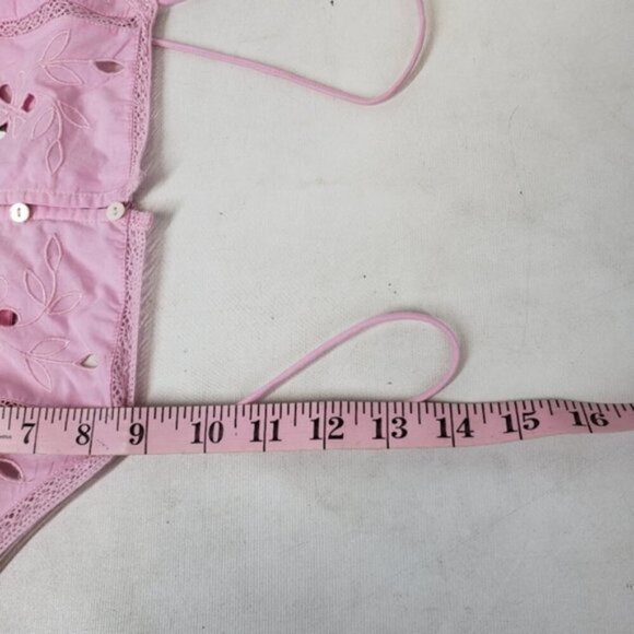 New Zara Pink Eyelet Cropped Tank Top Size Large Barbie Romantic Summer - Picture 11 of 12